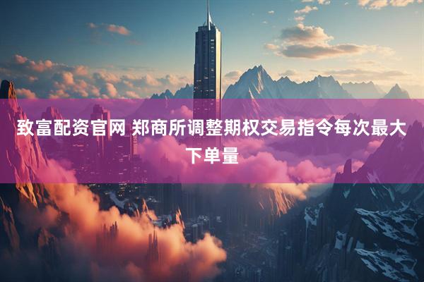 致富配资官网 郑商所调整期权交易指令每次最大下单量